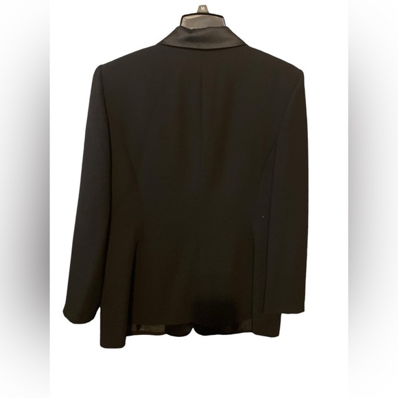 Studio I  Black Satin Collared Tuxedo Blazer Jacket Size 14 - Picture 3 of 11